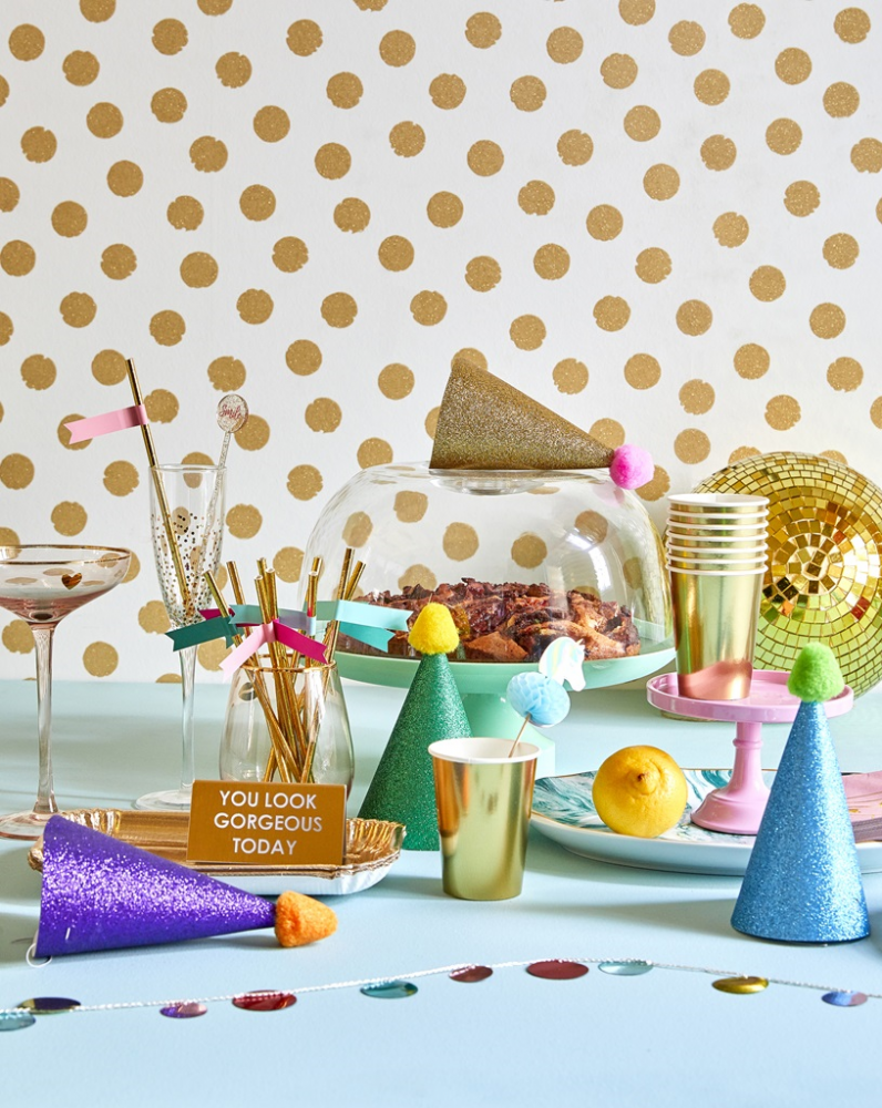 Gold Paper Straws with Name Banner By Rice DK